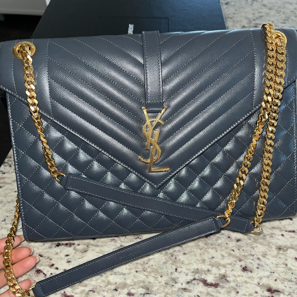 Authentic YSL Gray Medium Messenger Bag